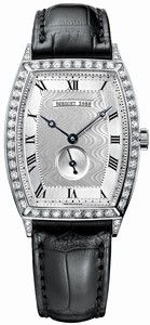 Breguet Heritage Automatic Roman Numerals Dial 18k White Gold Diamonds Bezel Black Leather Watch # 3661BB/12/984.DD00 (Men Watch)