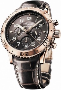Breguet Automatic 18kt Rose Gold Ruthenium Dial Crocodile Leather Brown Band Watch #3810BR/92/9ZU (Men Watch)