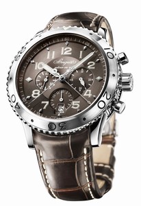 Breguet Automatic Stainless Steel Ruthenium Dial Crocodile Leather Brown Band Watch #3810ST/92/9ZU (Men Watch)