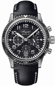 Breguet Automatic Type XXI Flyback Chronograph Black Leather Watch # 3810TI/H2/3ZU (Men Watch)