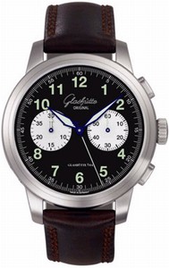 Glashutte Original Automatic Stainless Steel Black Dial Calfskin Leather Brown Band Watch #39-34-07-07-04 (Men Watch)