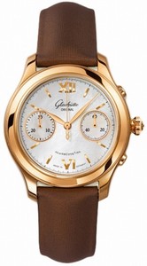 Glashutte Original Automatic 18kt Rose Gold Mother Of Pearl Dial Satin Brown Band Watch #39-34-11-01-44 (Women Watch)