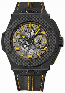 Hublot Automatic Chronograph Skeleton Dial Black Leather Limited Edition Watch # 401.CQ.0129.VR (Men Watch)