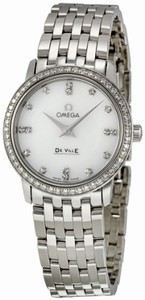 Omega 27mm Prestige Quartz White Mother Of Pearl Dial Stainless Steel Case, Diamonds With Stainless Steel Bracelet Watch #413.15.27.60.55.001 (Women Watch)