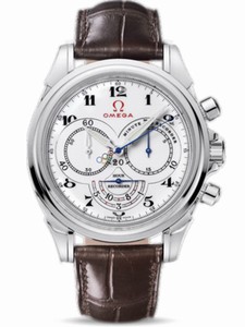 Omega 41mm Automatic Olympic Collection Times White Dial Stainless Steel Case With Brown Leather Strap Watch #422.13.41.50.04.001 (Men Watch)