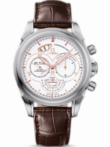 Omega 41mm Automatic Co-Axial Chronoscope White Dial Stainless Steel Case With Brown Leather Strap Watch #422.13.41.50.04.002 (Men Watch)
