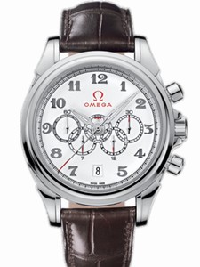 Omega 41mm Automatic Olympic Collection Times White Dial Stainless Steel Case With Brown Leather Strap Watch #422.13.41.52.04.001 (Men Watch)