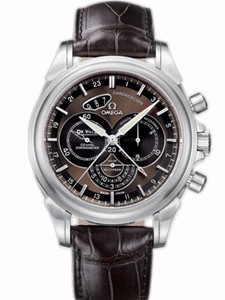 Omega 44mm Automatic Co-Axial Chronoscope Black Dial Stainless Steel Case With Brown Leather Strap Watch #422.13.44.52.13.001 (Men Watch)