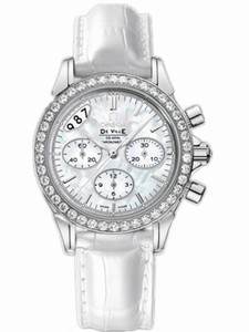 Omega 35mm Automatic Co-Axial Chronograph White Mother Of Pearl Dial Stainless Steel Case, Diamonds With White Leather Strap Watch #422.18.35.50.05.002 (Women Watch)