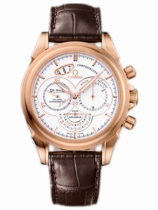 Omega 41mm Automatic Co-Axial Chronoscope White Dial Rose Gold Case With Brown Leather Strap Watch #422.53.41.50.04.001 (Men Watch)