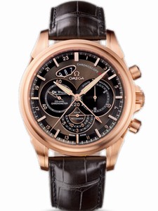 Omega 44mm Automatic Co-Axial Chronoscope Brown Dial Rose Gold Case With Brown Leather Strap Watch #422.53.44.52.13.001 (Men Watch)