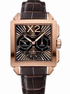 Omega 37mm Automatic X2 Co-Axial Chronograph Brown Dial Rose Gold Case With Brown Leather Strap Watch #423.53.37.50.01.001 (Men Watch)