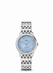 Omega De Ville Prestige Quartz Blue Mother of Pearl Diamond Dial Stainless Steel Watch# 424.10.27.60.57.001 (Women Watch)