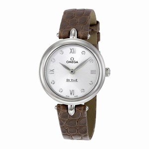 Omega De Ville Quartz Analog Diamond Indexes Leather Watch # 424.13.27.60.52.001 (Women Watch)
