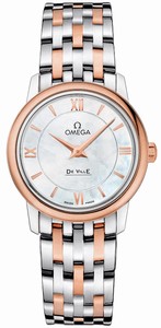 Omega DeVille Prestige Quartz Mother of Pearl Dial 18k Rose Gold Bezel Watch# 424.20.27.60.05.002 (Women Watch)