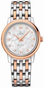 Omega DeVille Prestige Quartz Diamond Dial 18k Rose Gold Bezel Watch# 424.20.27.60.52.002 (Women Watch)