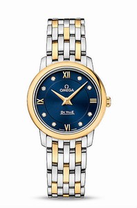 Omega De Ville Prestige Quartz Diamond Dial 18k Yellow Gold and Stainless Steel Watch# 424.20.27.60.53.002 (Women Watch)