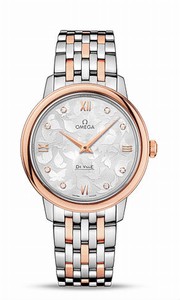 Omega De Ville Prestige Quartz Diamond Dial 18k Rose Gold Bezel Watch# 424.20.33.60.52.001 (Women Watch)
