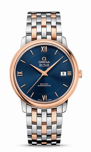 Omega De Ville Automatic Blue Dial Date 18k Rose Gold and Stainless Steel Watch# 424.20.37.20.03.002 (Men Watch)
