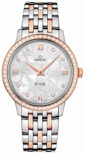 Omega De Ville Quartz Diamond Dial 18k Rose Gold Diamond Bezel 32.7mm Watch# 424.25.33.60.52.001 (Women Watch)