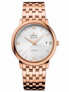 Omega 36.8mm Prestige Co-Axial Silver Dial Rose Gold Case With Rose Gold Bracelet Watch #424.50.37.20.02.001 (Men Watch)