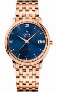 Omega De Ville Prestige Co-Axial Automatic Chronometer Blue Dial Date 18k Rose Gold Watch# 424.50.37.20.03.002 (Men Watch)