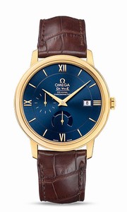 Omega De Ville Prestige Co-Axial Power Reserve 18k Yellow Gold Case Brown Leather Watch# 424.53.40.21.03.001 (Men Watch)