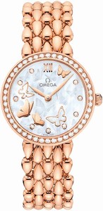 Omega De Ville Prestige Dewdrop Diamond Bezel 18k Red Gold Bracelet Watch# 424.55.27.60.55.003 (Women Watch)