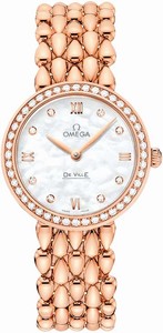Omega De Ville Prestige Dewdrop Diamond Bezel 18k Red Gold Bracelet Watch# 424.55.27.60.55.004 (Women Watch)