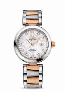 Omega De Ville Ladymatic Automatic Mother of Pearl Diamond Date Dial 18k Rose Gold and Stainless Steel Watch# 425.20.34.20.55.001 (Women Watch)