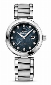 Omega De Ville Ladymatic Co-Axial Automatic Blue Diamond Dial Date Stainless Steel Watch# 425.30.34.20.56.001 (Women Watch)
