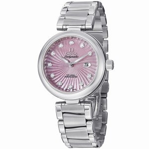 Omega De Ville Ladymatic Pink Mother of Pearl Diamond Dial Date Stainless Steel Watch# 425.30.34.20.57.001 (Women Watch)