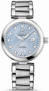 Omega De Ville Ladymatic Co-Axial Blue Mother of Pearl Diamond Dial Date Stainless Steel Watch# 425.30.34.20.57.002 (Women Watch)