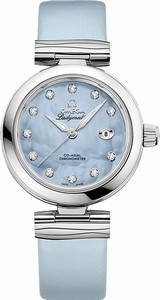 Omega Blue-mother-of-pearl-diamond Dial Leather Band Watch #425.32.34.20.57.003 (Men Watch)