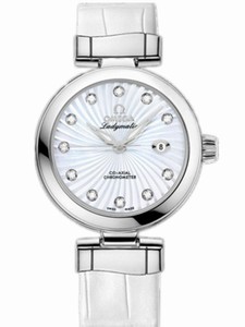 Omega 34mm Ladymatic White Mother Of Pearl Dial Stainless Steel Case, Diamonds With Stainless Steel Bracelet Watch #425.33.34.20.55.001 (Women Watch)