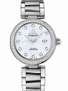 Omega 34mm Ladymatic White Mother Of Pearl Dial Stainless Steel Case, Diamonds With Stainless Steel Bracelet Watch #425.35.34.20.55.001 (Women Watch)