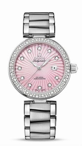 Omega De Ville Ladymatic Automatic Pink Mother of Pearl Diamond Dial Diamond Bezel Stainless Steel Watch# 425.35.34.20.57.001 (Women Watch)