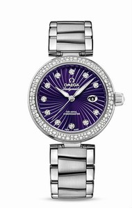 Omega De Ville Ladymatic Automatic Diamond Indexes Date Dial Diamond Bezel Stainless Steel Watch# 425.35.34.20.60.001 (Women Watch)