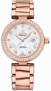 Omega White-mother-of-pearl-diamond Dial Rose Gold Band Watch #425.65.34.20.55.010 (Men Watch)