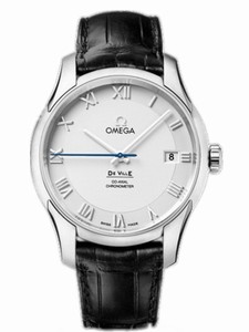 Omega 41mm Co-Axial Chronometer Silver Dial Stainless Steel Case With Black Leather Strap Watch #431.13.41.21.02.001 (Men Watch)