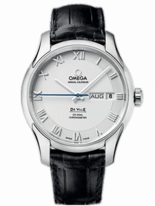 Omega 41mm Automatic Annual Calendar Silver Dial Stainless Steel Case With Black Leather Strap Watch #431.13.41.22.02.001 (Men Watch)
