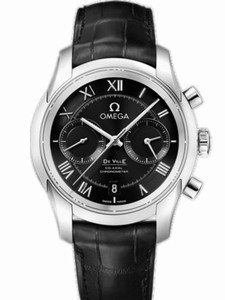 Omega 42mm Co-Axial Chronograph Black Dial Stainless Steel Case With Black Leather Strap Watch #431.13.42.51.01.001 (Men Watch)