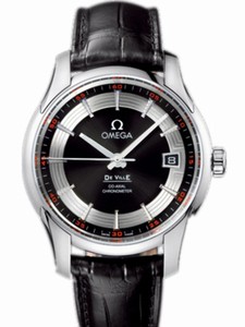 Omega 41mm Automatic Hour Vision Black Dial Stainless Steel Case With Black Leather Strap Watch #431.33.41.21.01.001 (Men Watch)