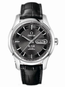 Omega 41mm Automatic Hour Vision Annual Calendar Gray Stainless Steel Case With Black Leather Strap Watch # 431.33.41.22.06.001 (Men Watch)