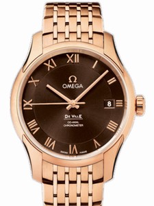 Omega 41mm Automatic Co-Axial Chronometer Brown Dial Rose Gold Case With Rose Gold Bracelet Watch #431.50.41.21.13.001 (Men Watch)