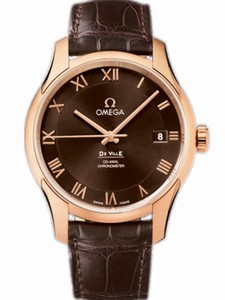 Omega 41mm Automatic Co-Axial Chronometer Brown Dial Rose Gold Case With Brown Leather Strap Watch #431.53.41.21.13.001 (Men Watch)