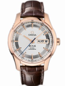 Omega 41mm Automatic Hour Vision Annual Calendar Silver Dial Rose Gold Case With Brown Leather Strap Watch #431.63.41.22.02.001 (Men Watch)