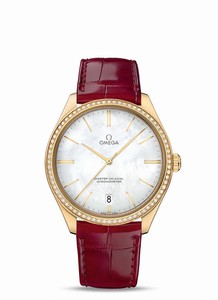 Omega De Ville Tresor Master Co-Axial Diamond 18k Yellow Gold Case Red Leather Watch# 432.58.40.21.05.004 (Men Watch)
