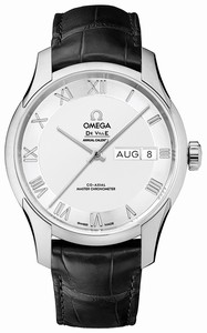Omega De Ville Hour Vision Annual Calendar Co-Axial Master Chronometer Black Leather Watch# 433.13.41.22.02.001 (Men Watch)