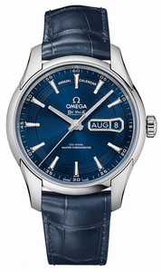 Omega De Ville Hour Vision Annual Calendar Co-Axial Master Chronometer Blue Leather Watch# 433.33.41.22.03.001 (Men Watch)